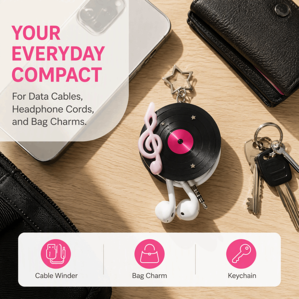 Cable Winder Keychain - Portachiavi in vinile Y2K, stile coreano